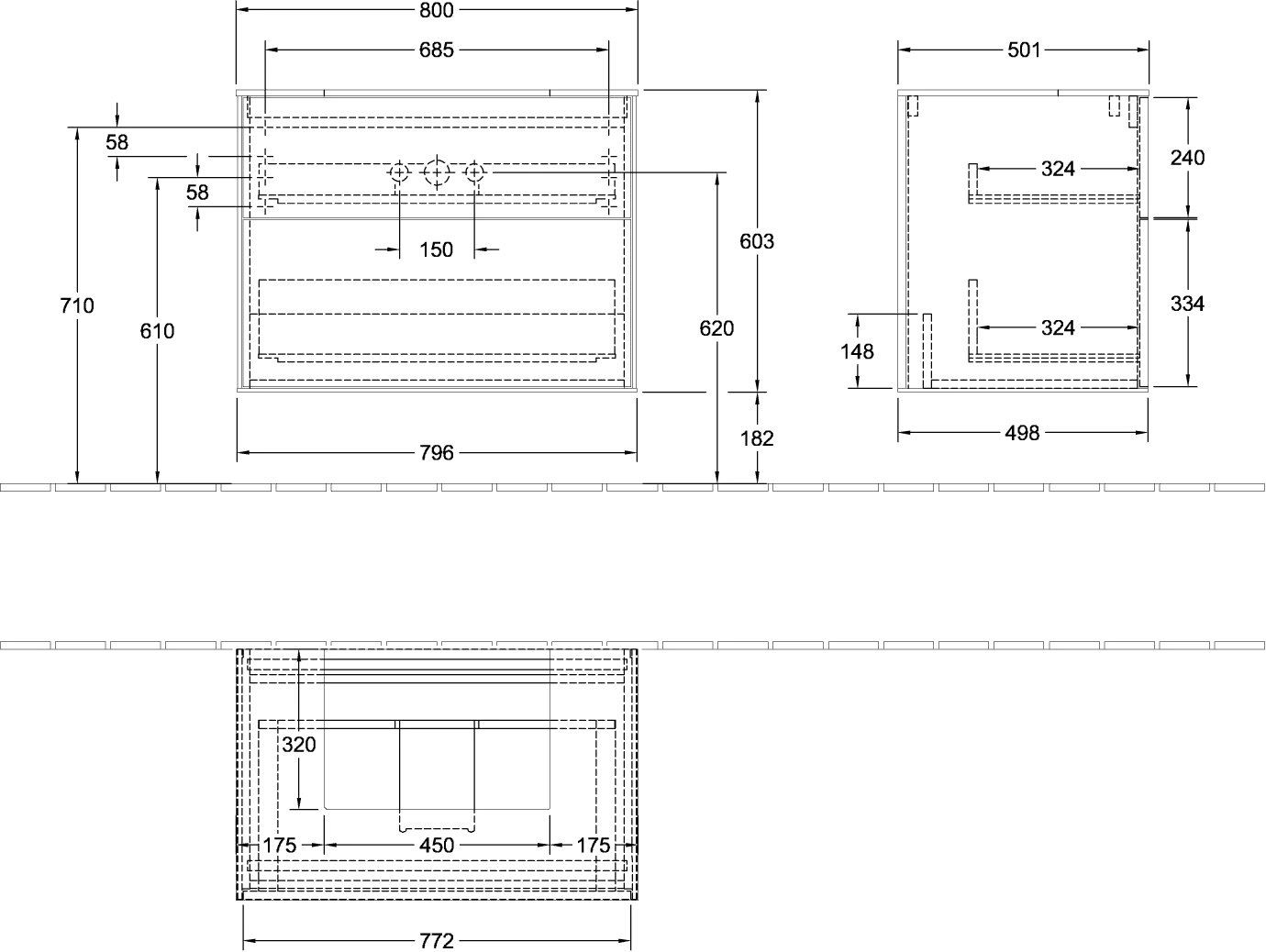 Villeroy & Boch Finion Waschbeckenunterschrank F09 800x603x501mm Villeroy & Boch Finion Waschbeckenunterschrank F09 800x603x501mm