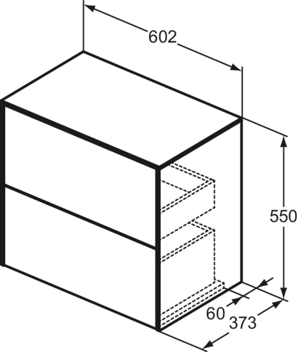 Ideal Standard Waschtischunterschrank Conca, 2 Auszüge, Weiß, 602x373x550mm Ideal Standard Waschtischunterschrank Conca, 2 Auszüge, Weiß, 602x373x550mm