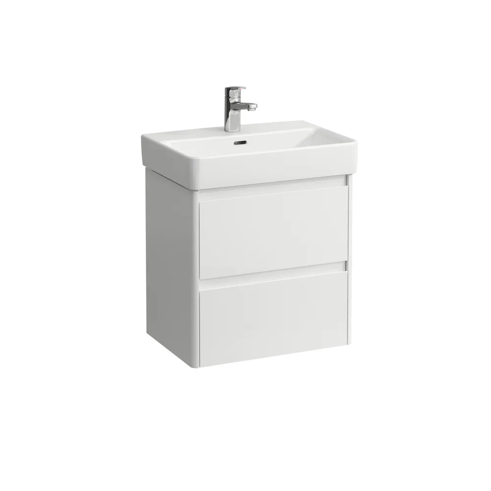 Waschtischunterbau BASE 2.0 für PRO S 361x521x515 2 Schubladen mit Griffmulde für Waschtisch H818958 COMPACT weiß matt