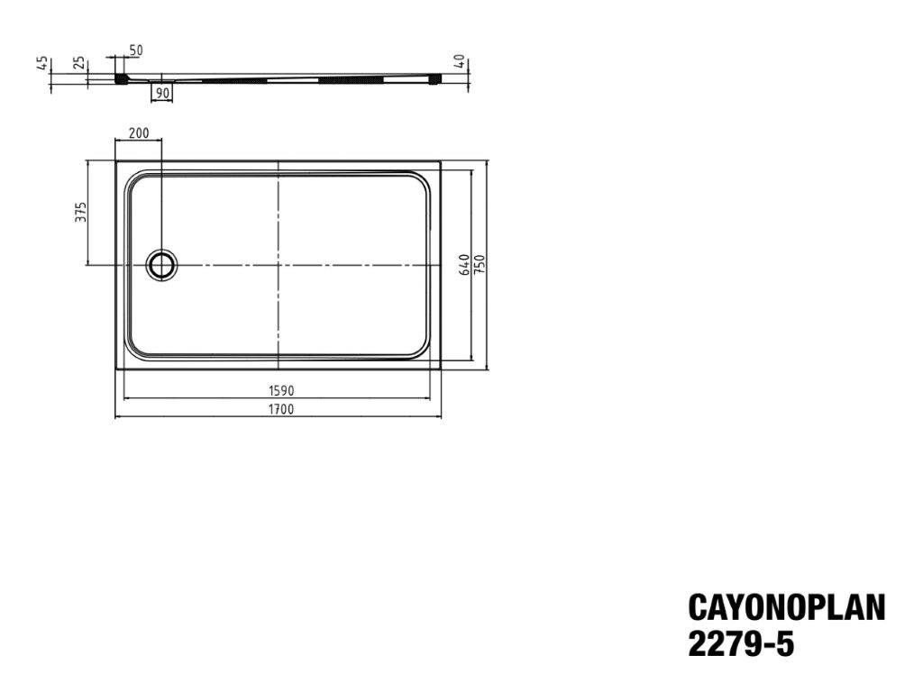 Kaldewei rechteck Duschwanne „Cayonoplan“ 75 × 170 cm