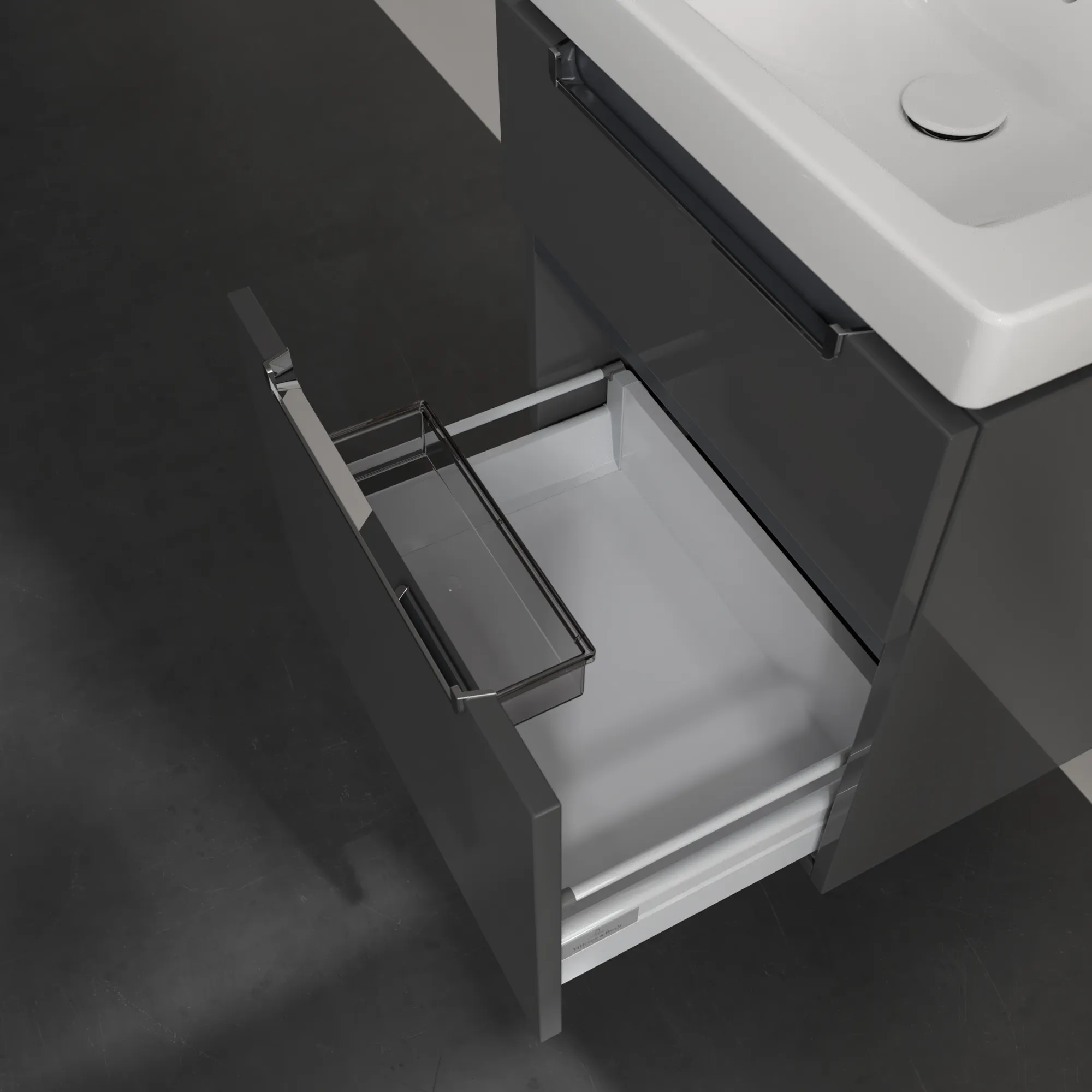 Villeroy & Boch Waschtischunterschrank „Subway 2.0“ 537 × 590 × 423 mm Glossy Grey, für Becken mittig, ohne Beleuchtung Villeroy & Boch Waschtischunterschrank „Subway 2.0“ 537 × 590 × 423 mm Glossy Grey, für Becken mittig, ohne Beleuchtung