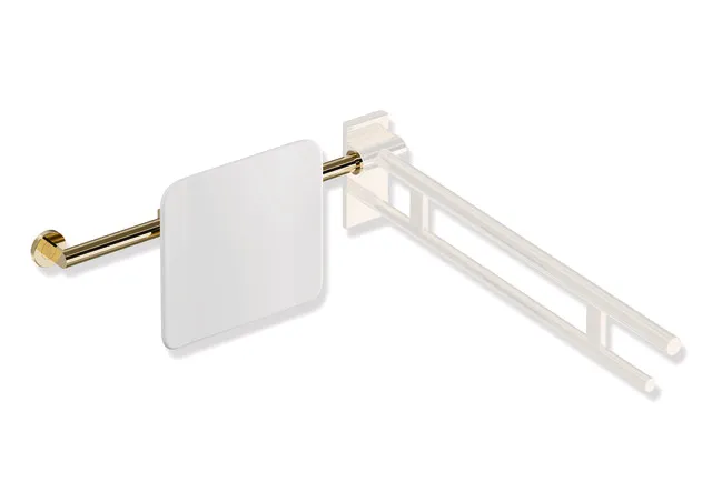 Rückenstütze, System 900, Anbindung Edst. PVD., Lehne Kst., weiß, Achsmaß verstellbar 616-716 mm, T: 150 mm, einseitig Wandmontage mit Rosetten (rechts), einseitig Montage an SK-Griffen, Design (A) (links), in Farbe CK (Messing glänzend) Rückenstütze, System 900, Anbindung Edst. PVD., Lehne Kst., weiß, Achsmaß verstellbar 616-716 mm, T: 150 mm, einseitig Wandmontage mit Rosetten (rechts), einseitig Montage an SK-Griffen, Design (A) (links), in Farbe CK (Messing glänzend)