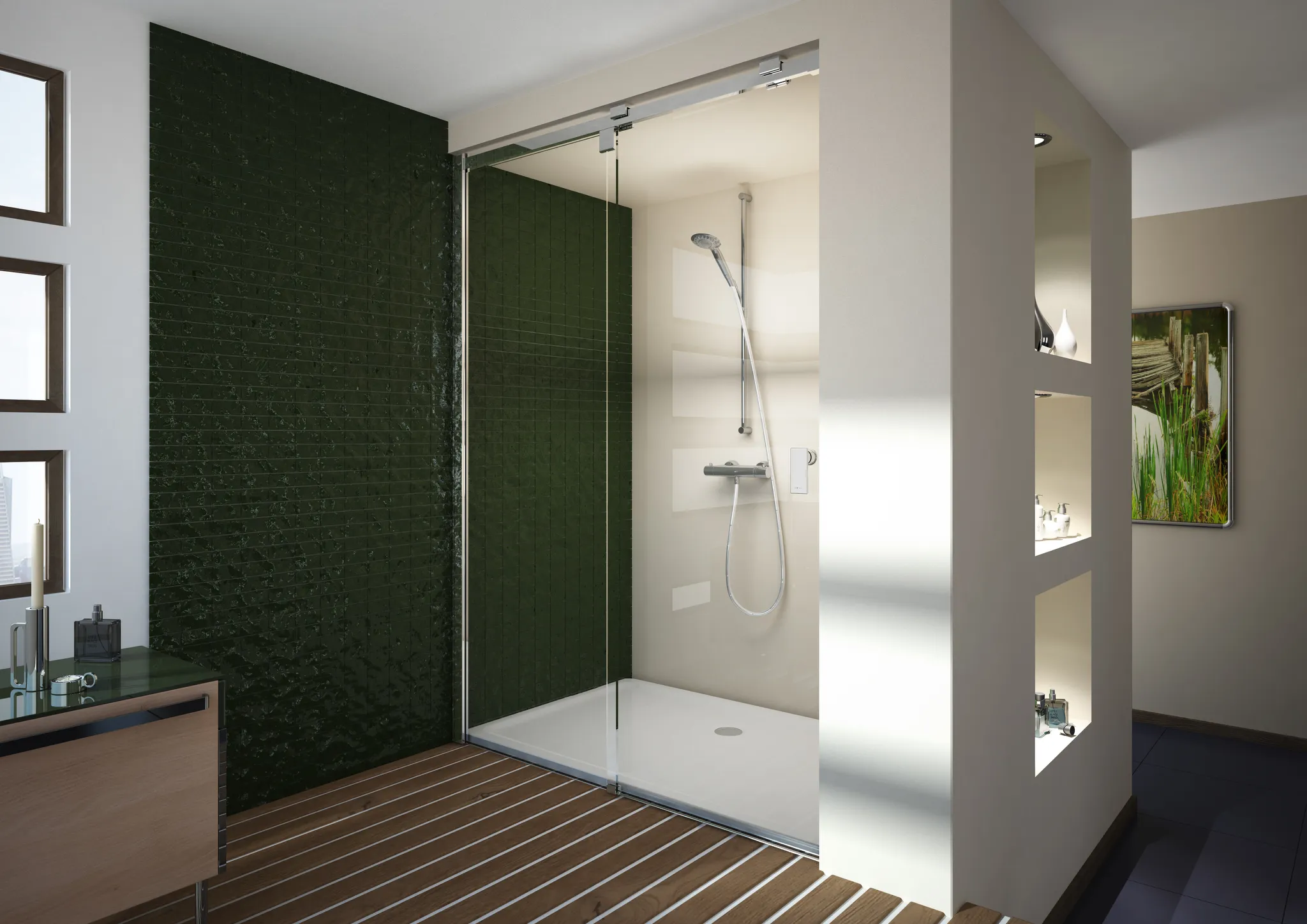 Hoesch Duschabtrennung für Nische „Muna“, Anschlag rechts, rechts mit EverClean H: 2100 mm Hoesch Duschabtrennung für Nische „Muna“, Anschlag rechts, rechts mit EverClean H: 2100 mm