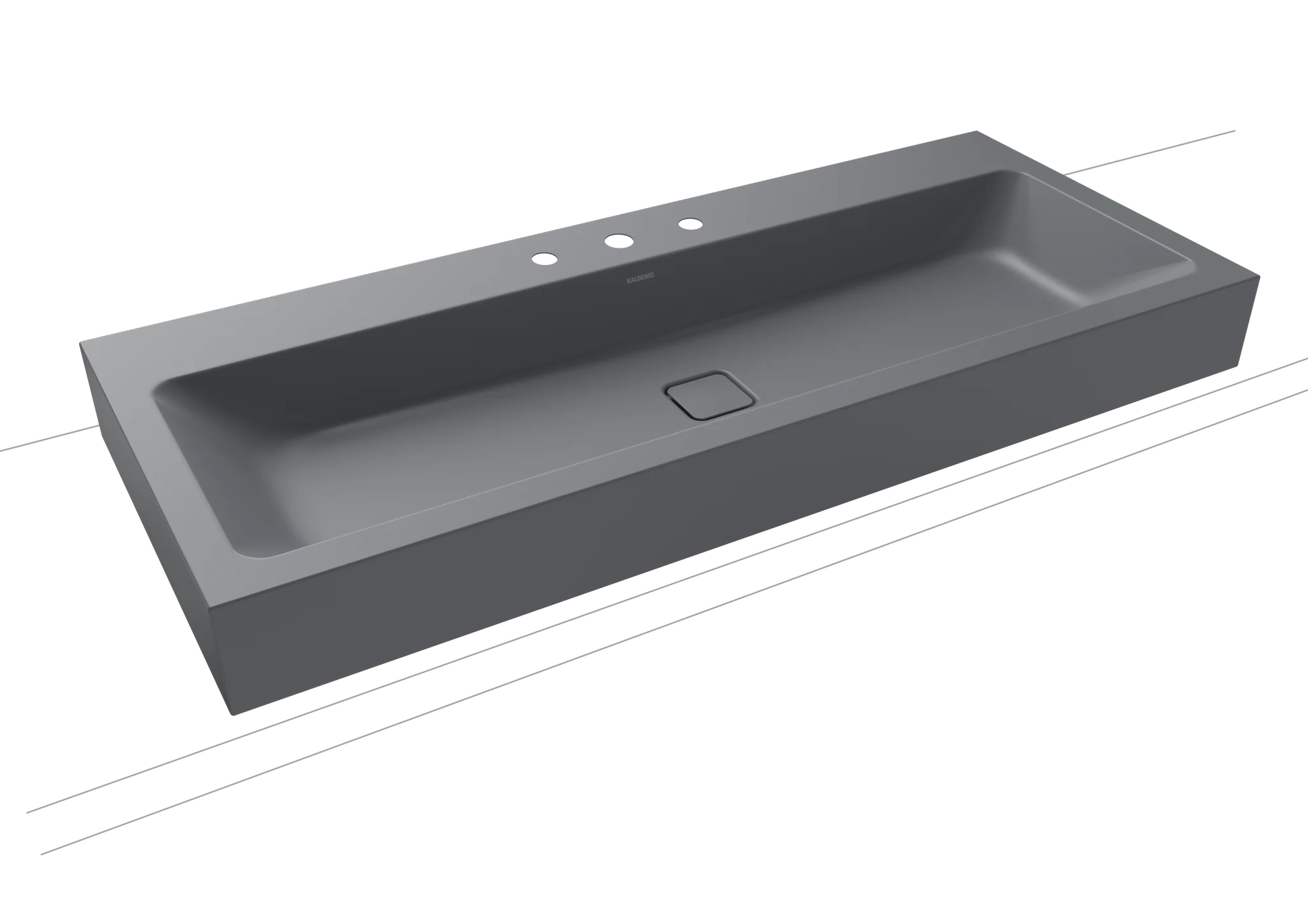 Doppelwaschtisch „Cono“ 120 × 50 cm, ohne Überlauf, mittig, mit Hahnlochbohrung in cool grey 70 mit Perl-Effekt