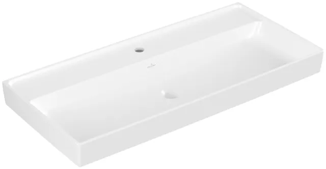 Villeroy & Boch Schrankwaschtisch aus TitanCeram „Collaro“ 1000 × 470 × 160 mm, mit Hahnlochbohrung, Hahnlochposition mittig in Stone White