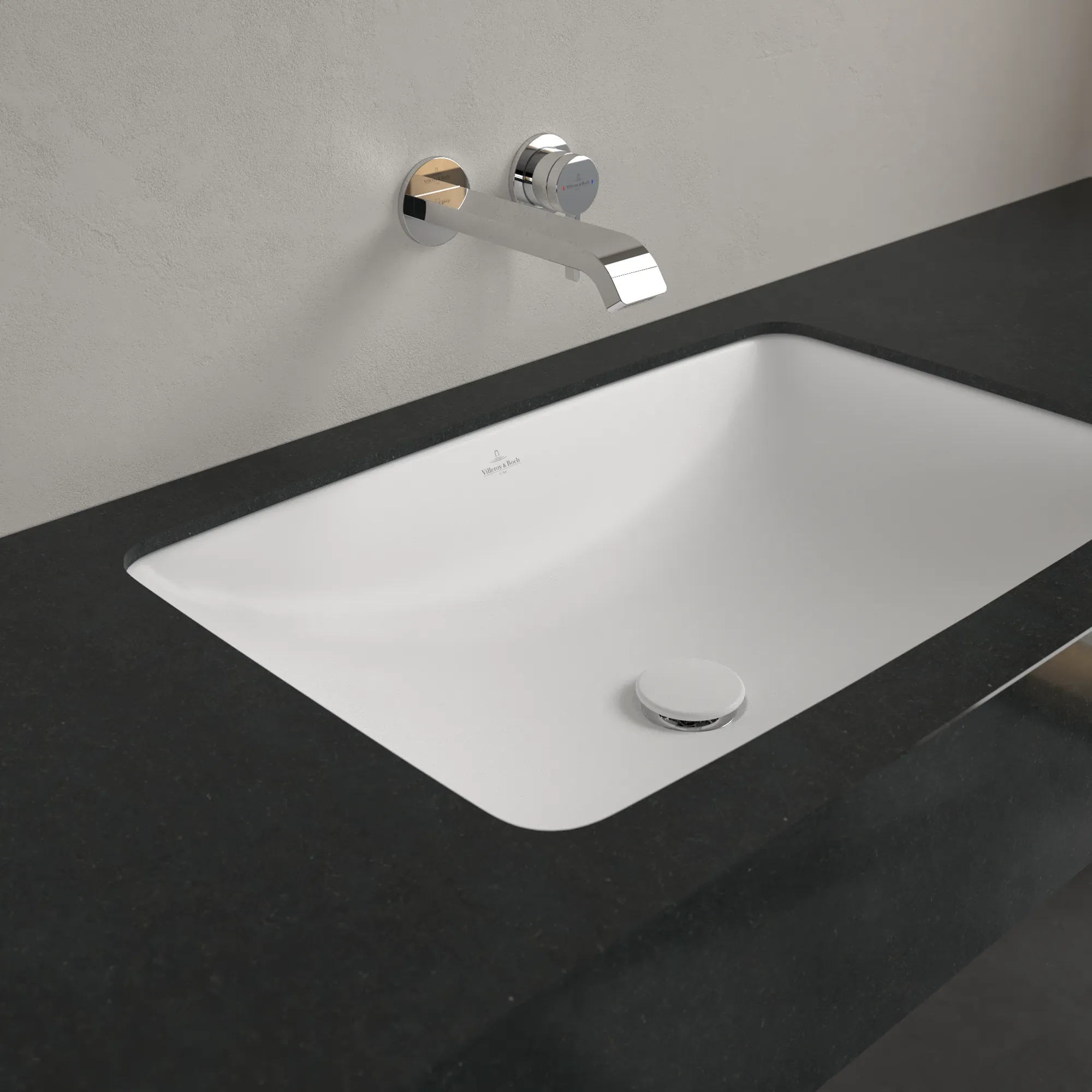 Villeroy & Boch Unterbauwaschtisch aus TitanCeram „Loop & Friends“ 675 × 450 × 185 mm, ohne Hahnlochbohrung in Stone White