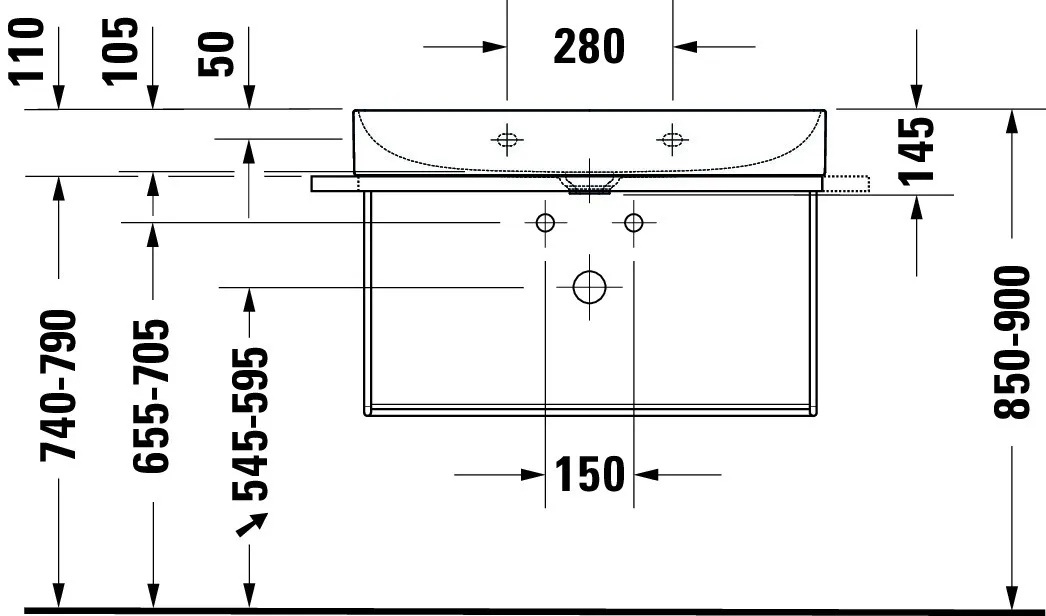 Wandwaschtisch „DuraSquare“, ohne Überlauf, Hahnlochposition mittig Wandwaschtisch „DuraSquare“, ohne Überlauf, Hahnlochposition mittig