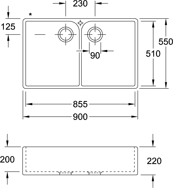 Villeroy & Boch Spülstein Doppelbecken 90 X 639002, 900 x 550 mm, inklusive Ablaufgarnitur mit Excenterbetätigung, aus Keramik, Stone White CeramicPlus Villeroy & Boch Spülstein Doppelbecken 90 X 639002, 900 x 550 mm, inklusive Ablaufgarnitur mit Excenterbetätigung, aus Keramik, Stone White CeramicPlus