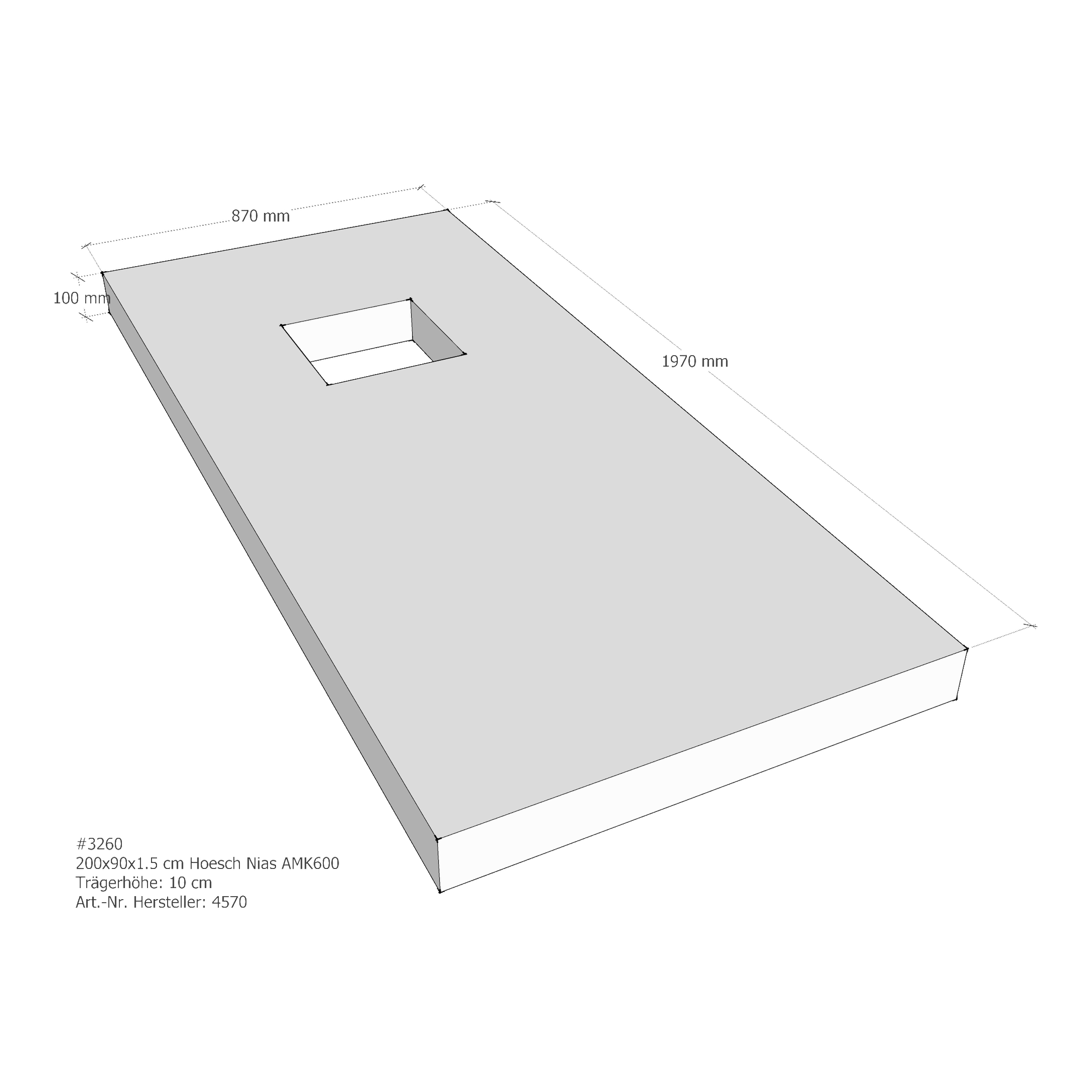 Duschwannenträger für Hoesch Nias 200 × 90 × 1,5 cm Duschwannenträger für Hoesch Nias 200 × 90 × 1,5 cm