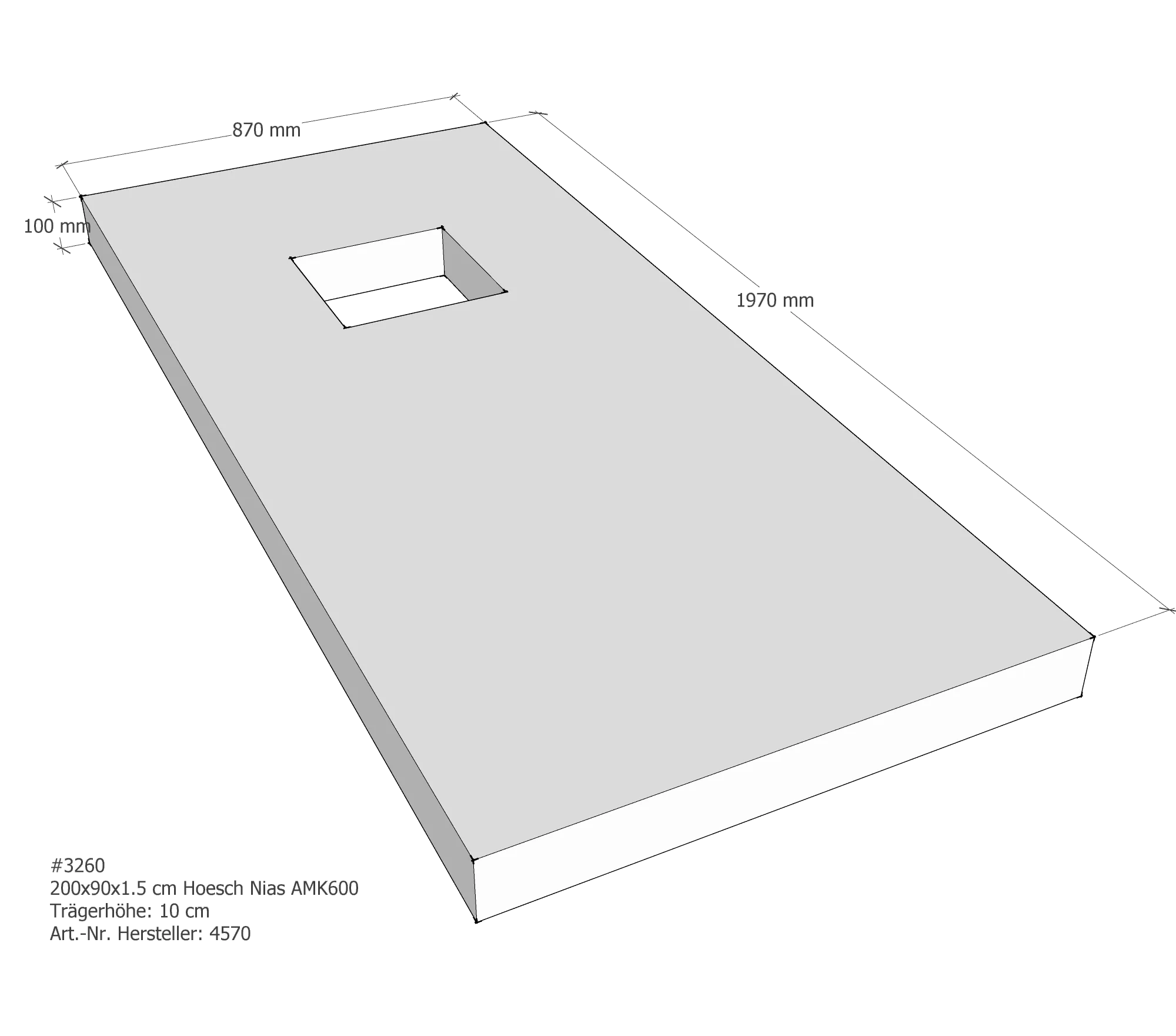 Duschwannenträger für Hoesch Nias 200 × 90 × 1,5 cm Duschwannenträger für Hoesch Nias 200 × 90 × 1,5 cm