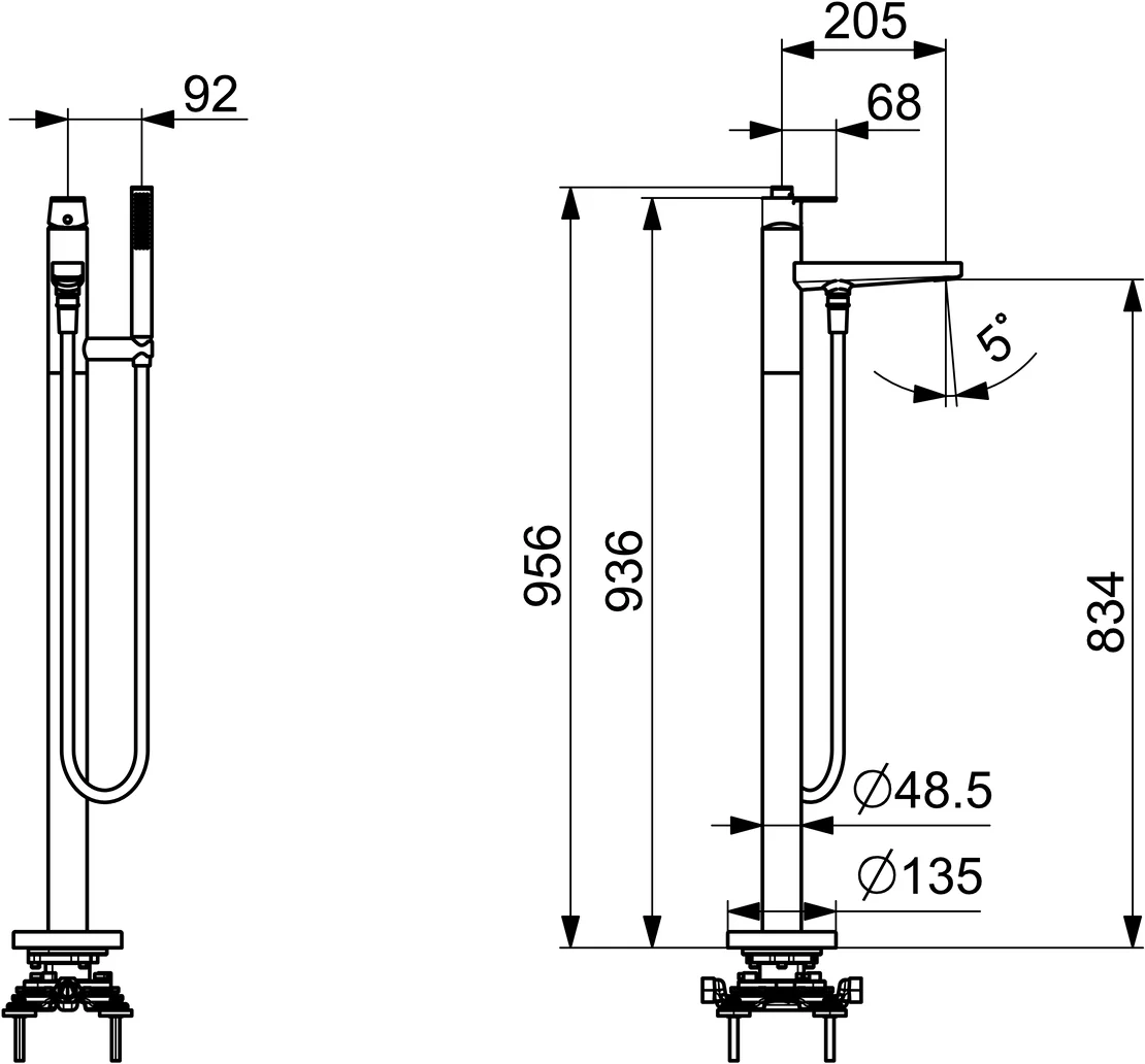 HansaSTELA Einhebelmischer Badebatterie mit Standrohr 5725 Ausladung 210mm Chrom HansaSTELA Einhebelmischer Badebatterie mit Standrohr 5725 Ausladung 210mm Chrom