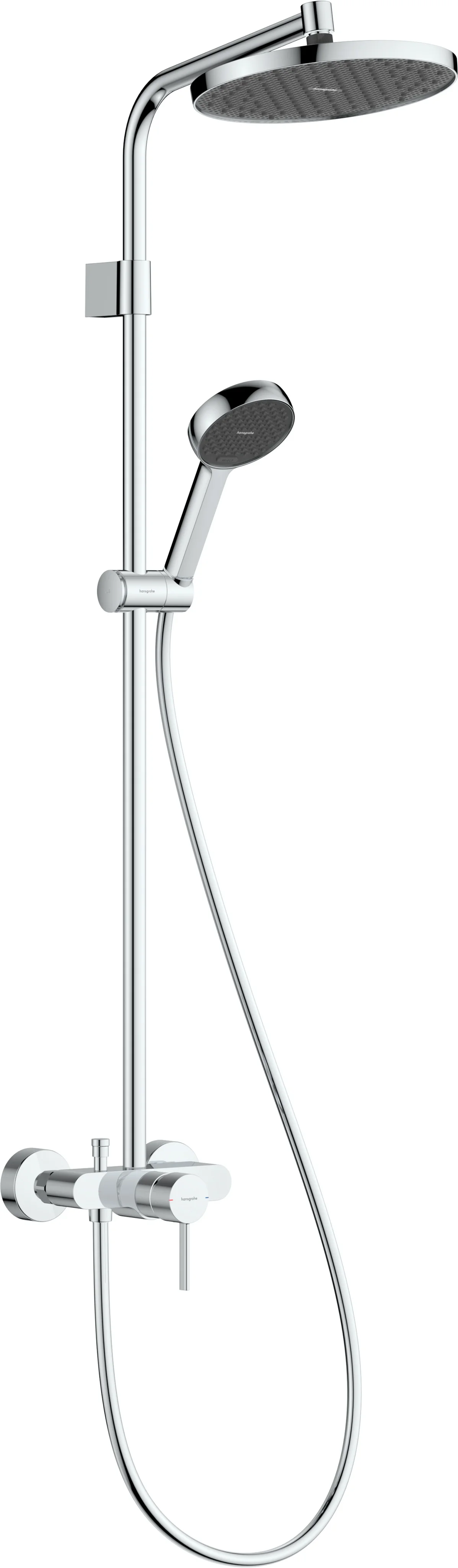 Hansgrohe Activera S Showerpipe 240 1jet EcoSmart mit Einhebelmischer Chrom, 8 l/min Durchfluss, variabler Bohrlochabstand 750-850 mm, Aufputzinstallation