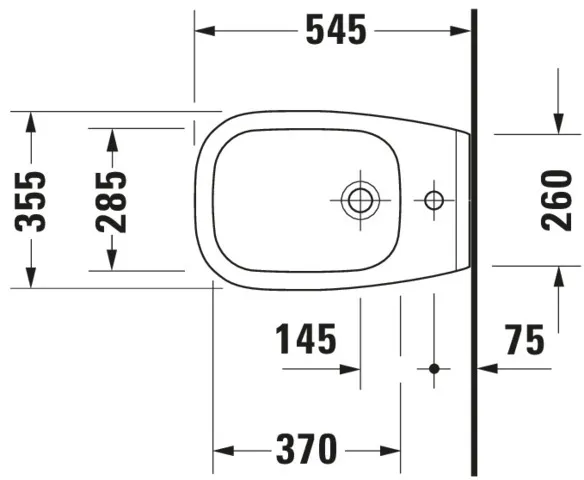 Duravit Wand-Bidet „D-Code“, Befestigung sichtbar, mit Hahnlochbank 54,5 × 35,5 × 54,5 × 35 cm