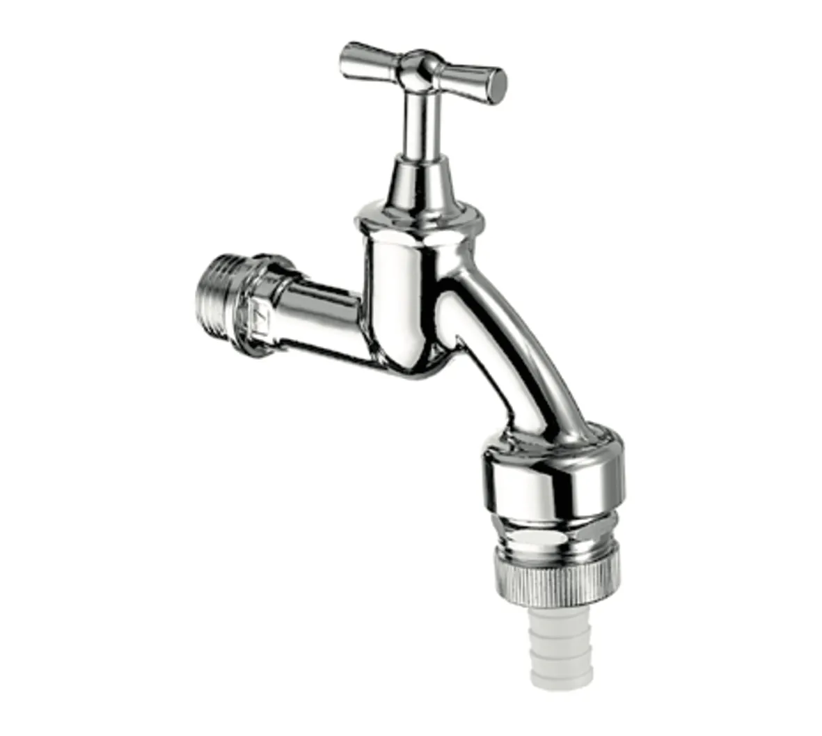 Auslaufventil, RFV, RB, DN 15 G 1/2 AG, Schlauchverschraubung Ø 14,5 mm (DN 20 G 3/4 AG), mattchrom Auslaufventil, RFV, RB, DN 15 G 1/2 AG, Schlauchverschraubung Ø 14,5 mm (DN 20 G 3/4 AG), mattchrom