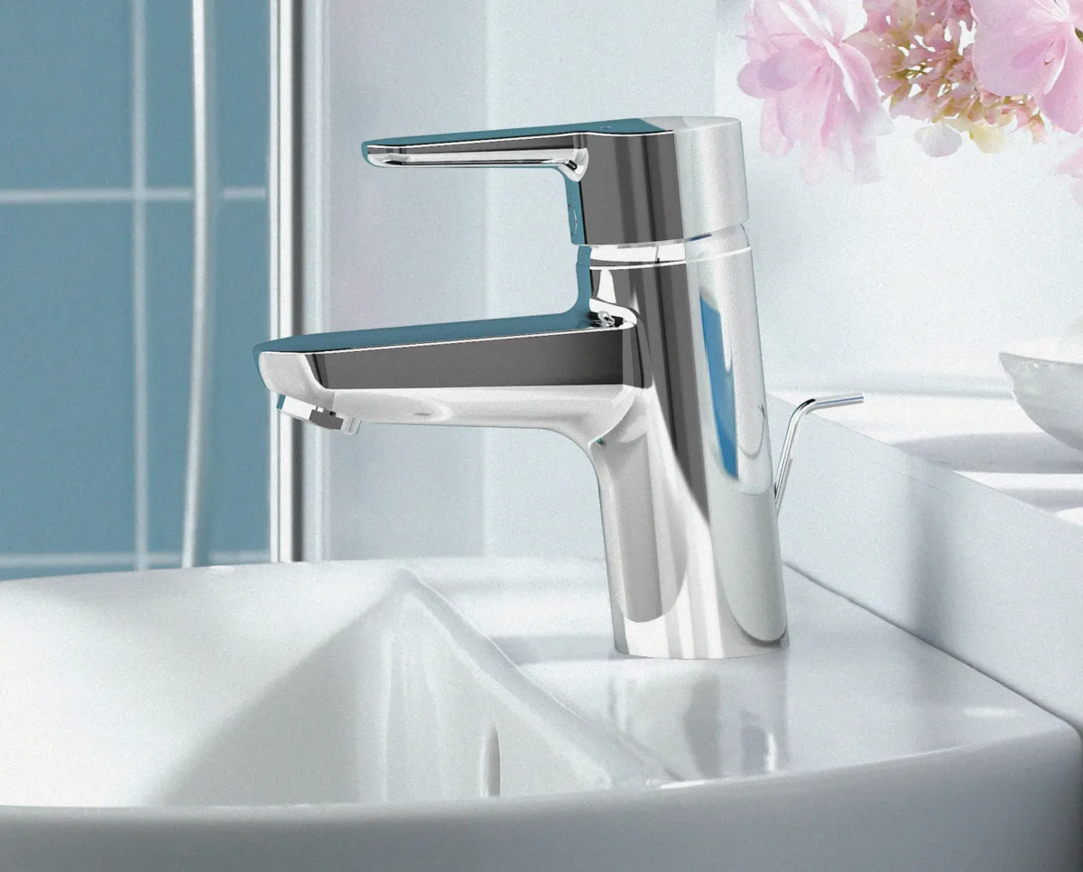 Waschtischarmatur Connect Blue, mit Ablaufgarnitur, Ausladung 112mm, Chrom Waschtischarmatur Connect Blue, mit Ablaufgarnitur, Ausladung 112mm, Chrom