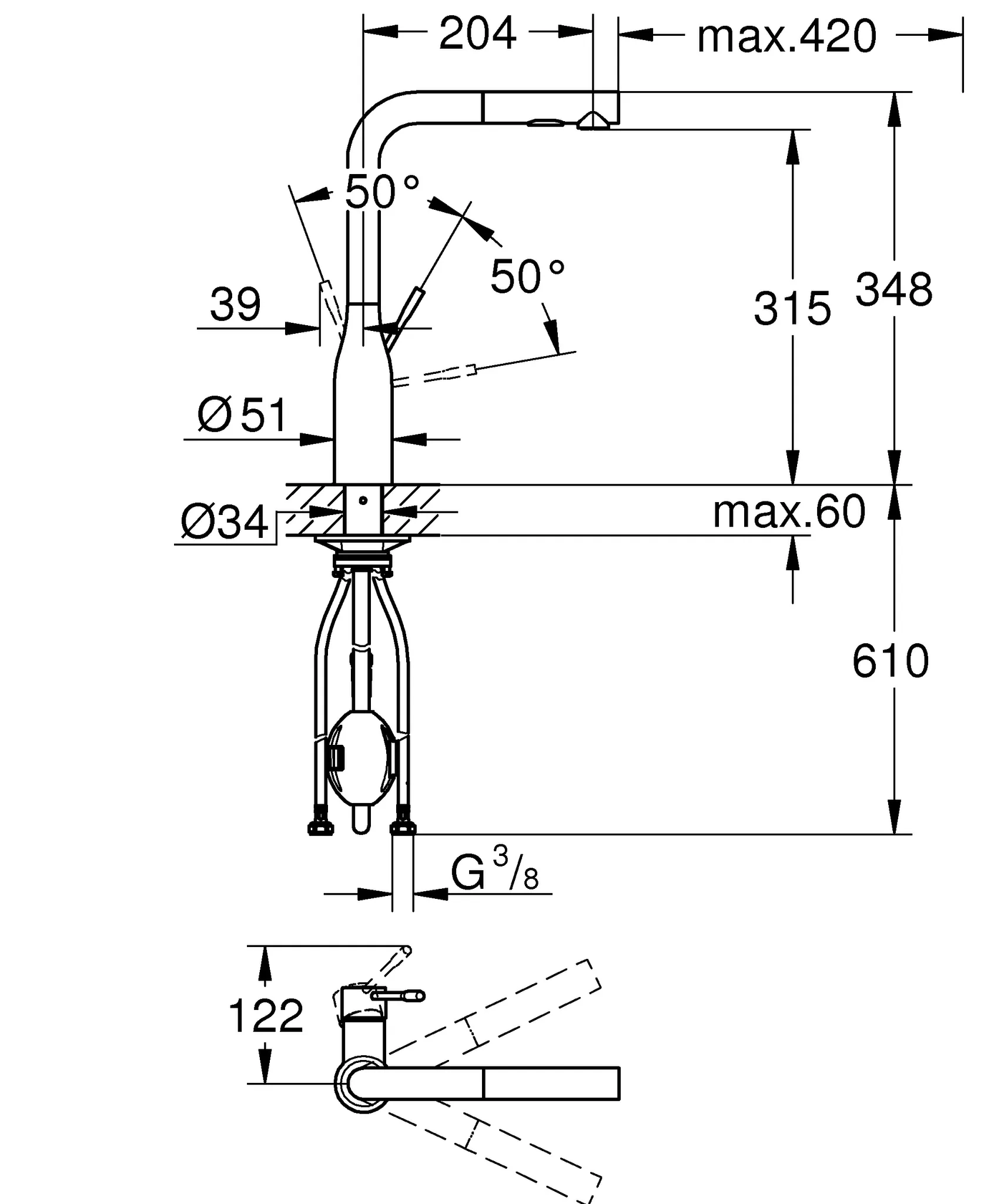 Grohe Essence Einhand-Spültischbatterie, ½, Einlochmontage, herausziehbare Dual Spülbrause, Grohe Long-Life Oberfläche, Grohe SilkMove 28 mm Keramikkartusche, chrom Grohe Essence Einhand-Spültischbatterie, ½, Einlochmontage, herausziehbare Dual Spülbrause, Grohe Long-Life Oberfläche, Grohe SilkMove 28 mm Keramikkartusche, chrom