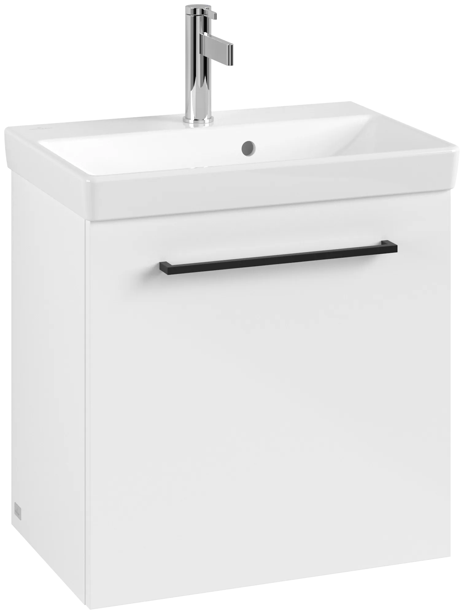 Villeroy & Boch Waschtischunterschrank mit Tür „Avento“ für Schrankwaschtisch 53 × 51,4 × 35,2 × 35,2 cm Brilliant White, Anschlag rechts, Soft Closing, 1 Tür