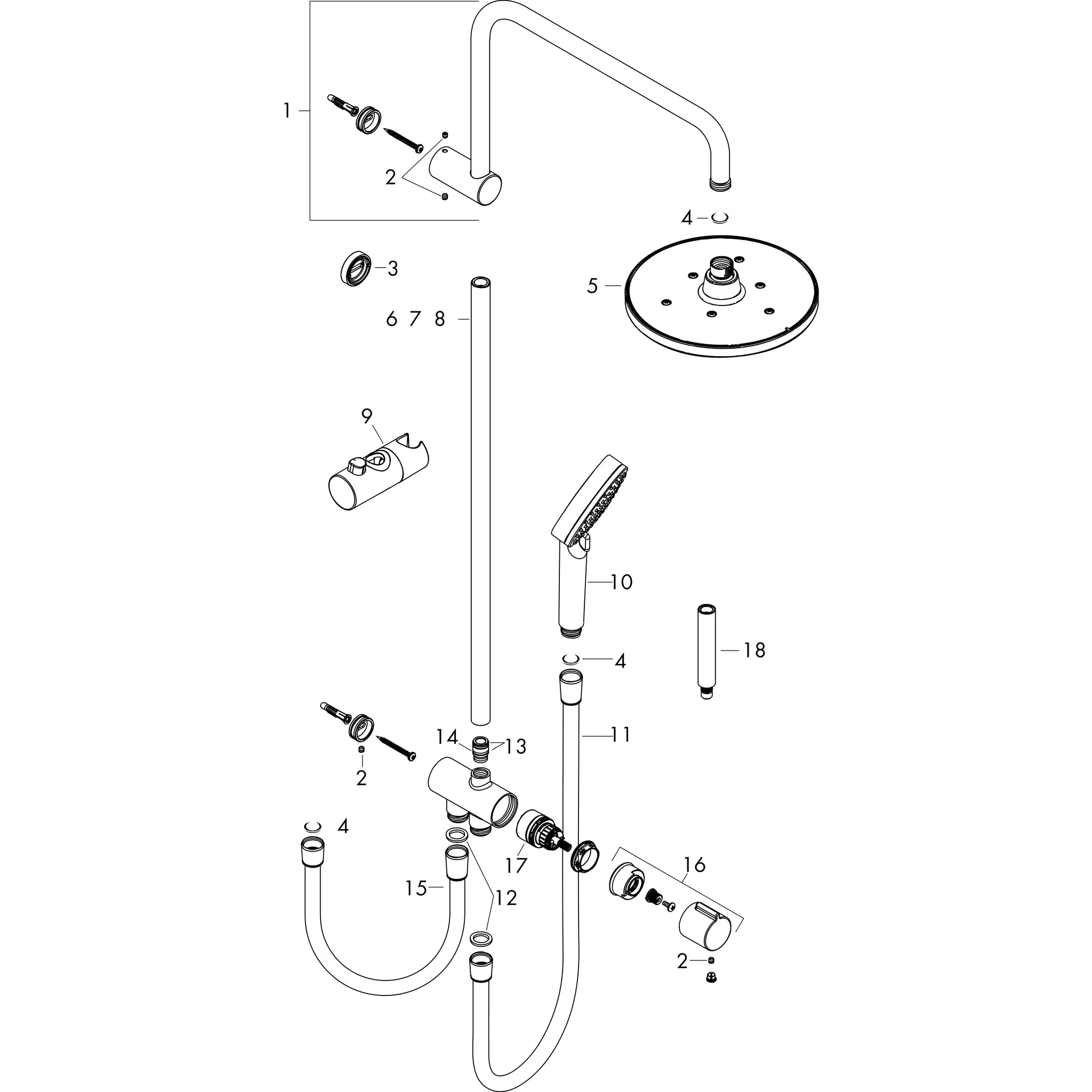 Hansgrohe Vernis Blend Showerpipe 200 1jet Reno, Mattschwarz