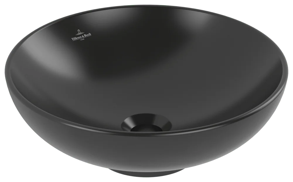 Villeroy & Boch Aufsatzwaschbecken Loop & Friends Pure Black CeramicPlus, 420x420x150 mm, Höhe 120 mm, TitanCeram, matt, ohne Überlauf