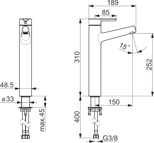 Einhand-Waschtischarmatur „Designo Style“ Ausladung 150 mm in Chrom Einhand-Waschtischarmatur „Designo Style“ Ausladung 150 mm in Chrom