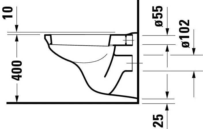 Wand-Tiefspül-WC „D-Code“ 35,5 × 38,5 × 56 cm, mit Spülrand