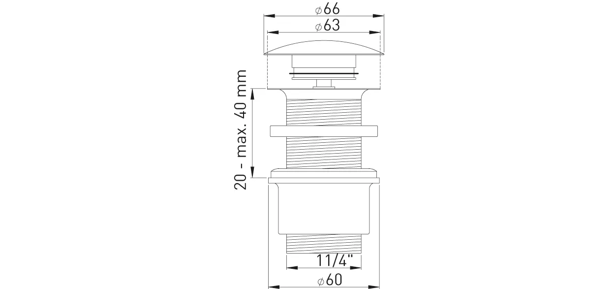 Design-Excentergarnitur 1 1/4″ohne Überlaufschlitze, verschließbar