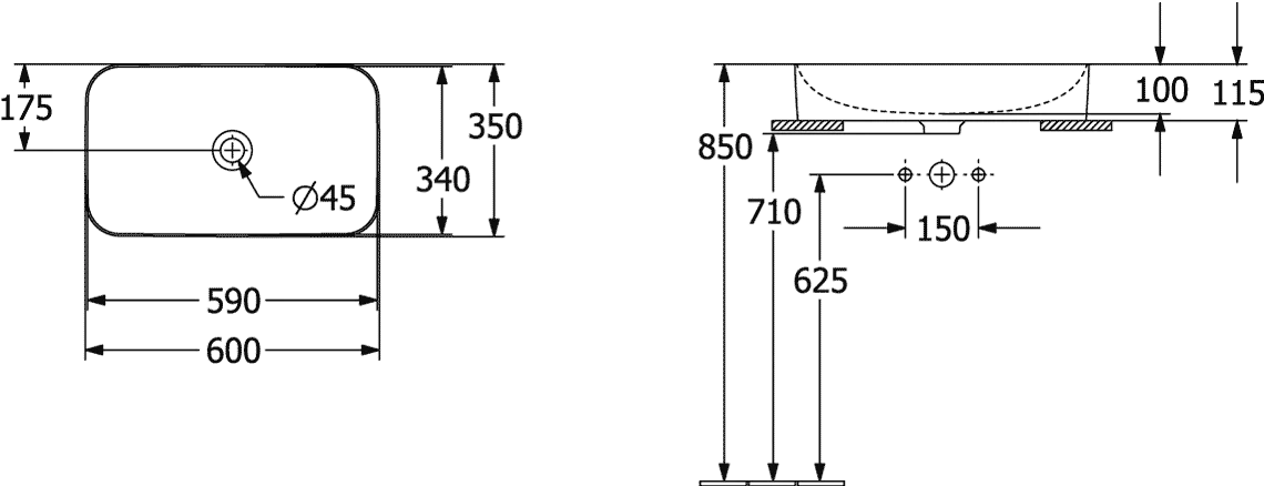 Villeroy & Boch Finion Aufsatzwaschbecken 600x350mm Rechteck Weiß Alpin CeramicPlus Villeroy & Boch Finion Aufsatzwaschbecken 600x350mm Rechteck Weiß Alpin CeramicPlus