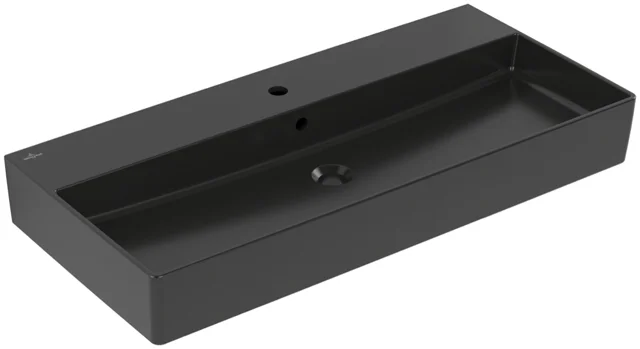 Wandwaschtisch „Memento 2.0“, mit Überlauf, mit Hahnlochbohrung 100 × 47 cm in Ebony Wandwaschtisch „Memento 2.0“, mit Überlauf, mit Hahnlochbohrung 100 × 47 cm in Ebony
