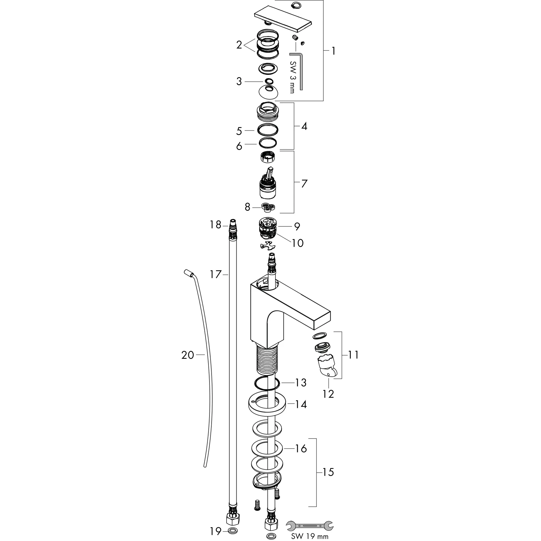 Waschtischmischer 160 Axor Citterio mit Hebelgriff und Zugstange chrom Waschtischmischer 160 Axor Citterio mit Hebelgriff und Zugstange chrom