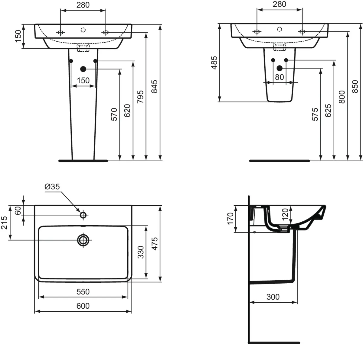 Ideal Standard Waschbecken „i.lifeB“, Hahnlochposition mittig Ideal Standard Waschbecken „i.lifeB“, Hahnlochposition mittig