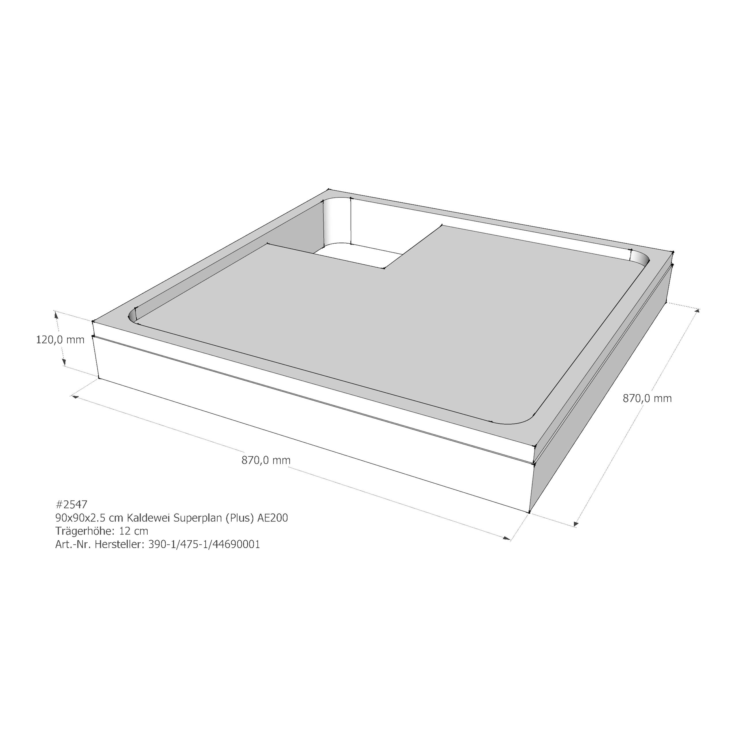 Duschwannenträger für Kaldewei Superplan (Plus) 90 × 90 × 2,5 cm