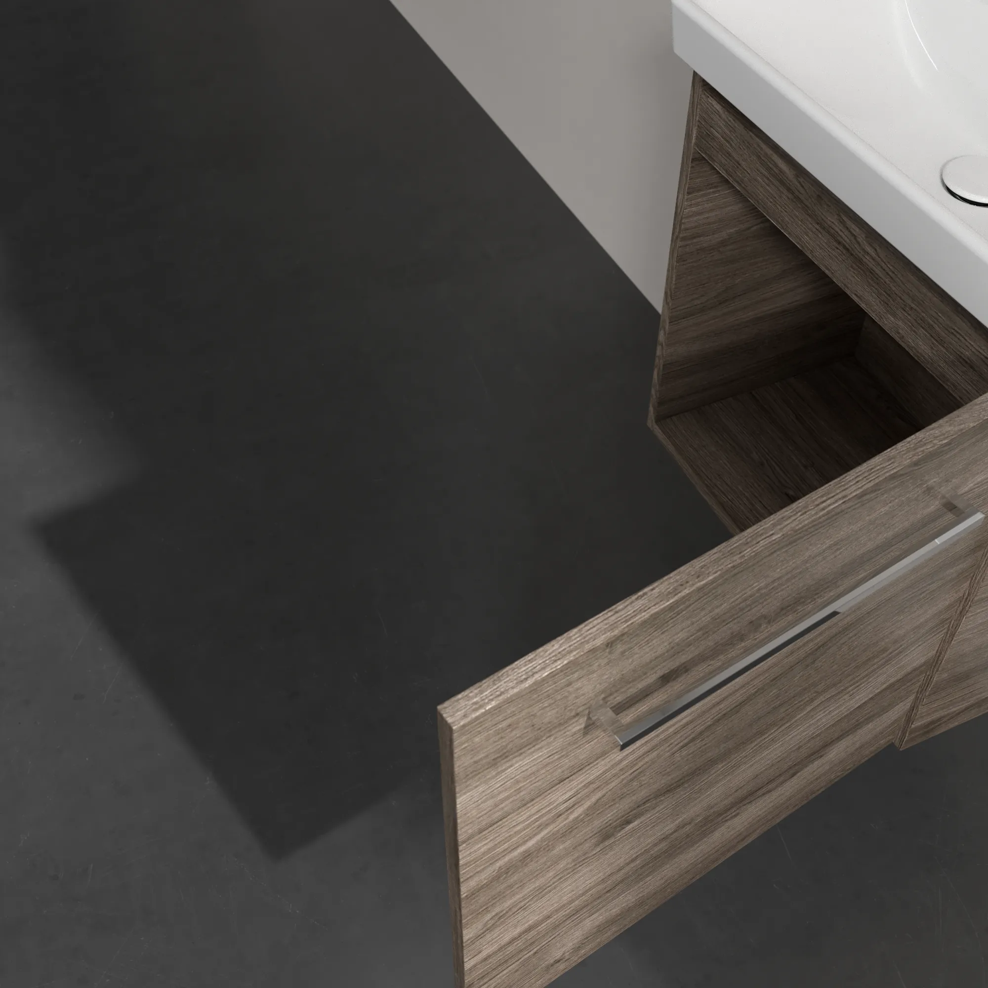 Villeroy & Boch Waschtischunterschrank mit Tür „Avento“ für Schrankwaschtisch 530 × 514 × 352 mm Stone Oak, Anschlag rechts, Soft Closing, 1 Tür