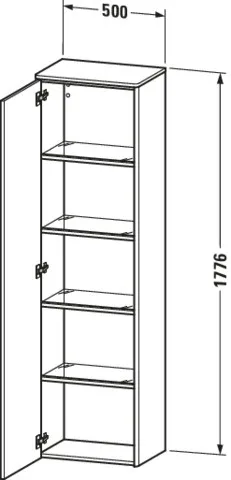 Duravit Hochschrank „XSquare“ 50 × 177,6 × 35,6 cm in Betongrau Matt