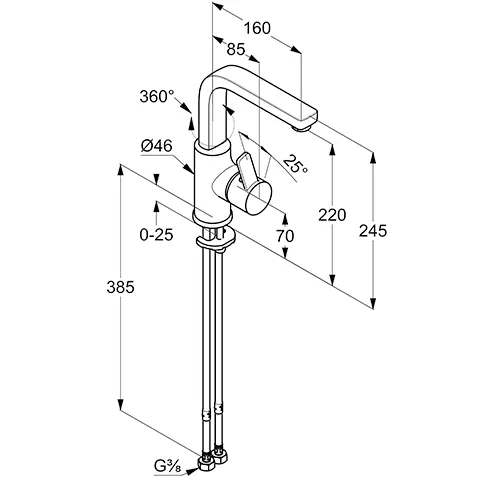 ZENTA WaschtischEHM mit seitl.Betätig., ohneAblg. chrom ZENTA WaschtischEHM mit seitl.Betätig., ohneAblg. chrom