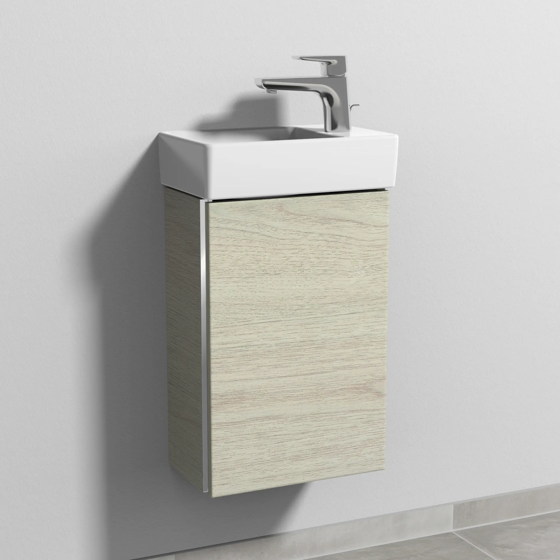 Sanipa Waschtischunterschrank „3way“ passend zu Keramik-Waschtische Avento von Villeroy & Boch 340 × 510 × 202 mm in White Oak, Anschlag rechts