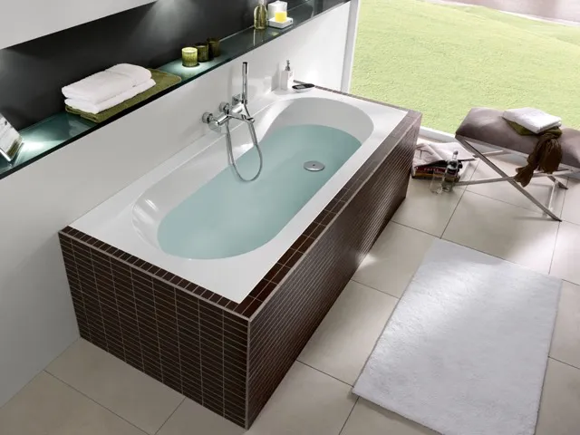 Villeroy & Boch Badewanne „Oberon“ rechteck 170 × 75 cm, Fußablauf in Weiß Alpin