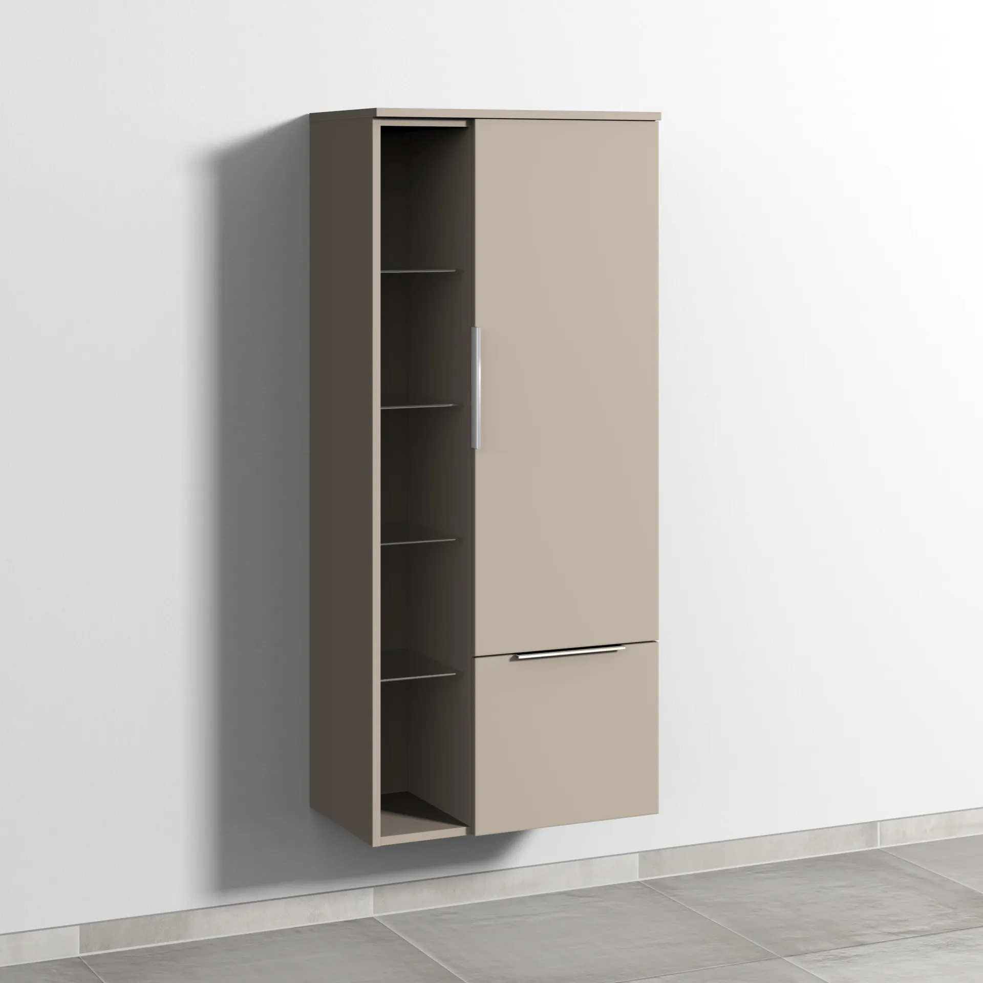Sanipa Stauraumschrank „3way“ 600 × 1360 × 345 mm Anschlag rechts, in Sandgrau (matt), Anschlag rechts
