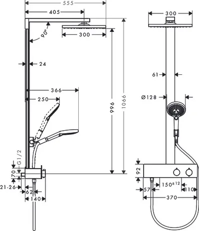 Showerpipe Raindance E 300 1jet 350 ST chrom Showerpipe Raindance E 300 1jet 350 ST chrom