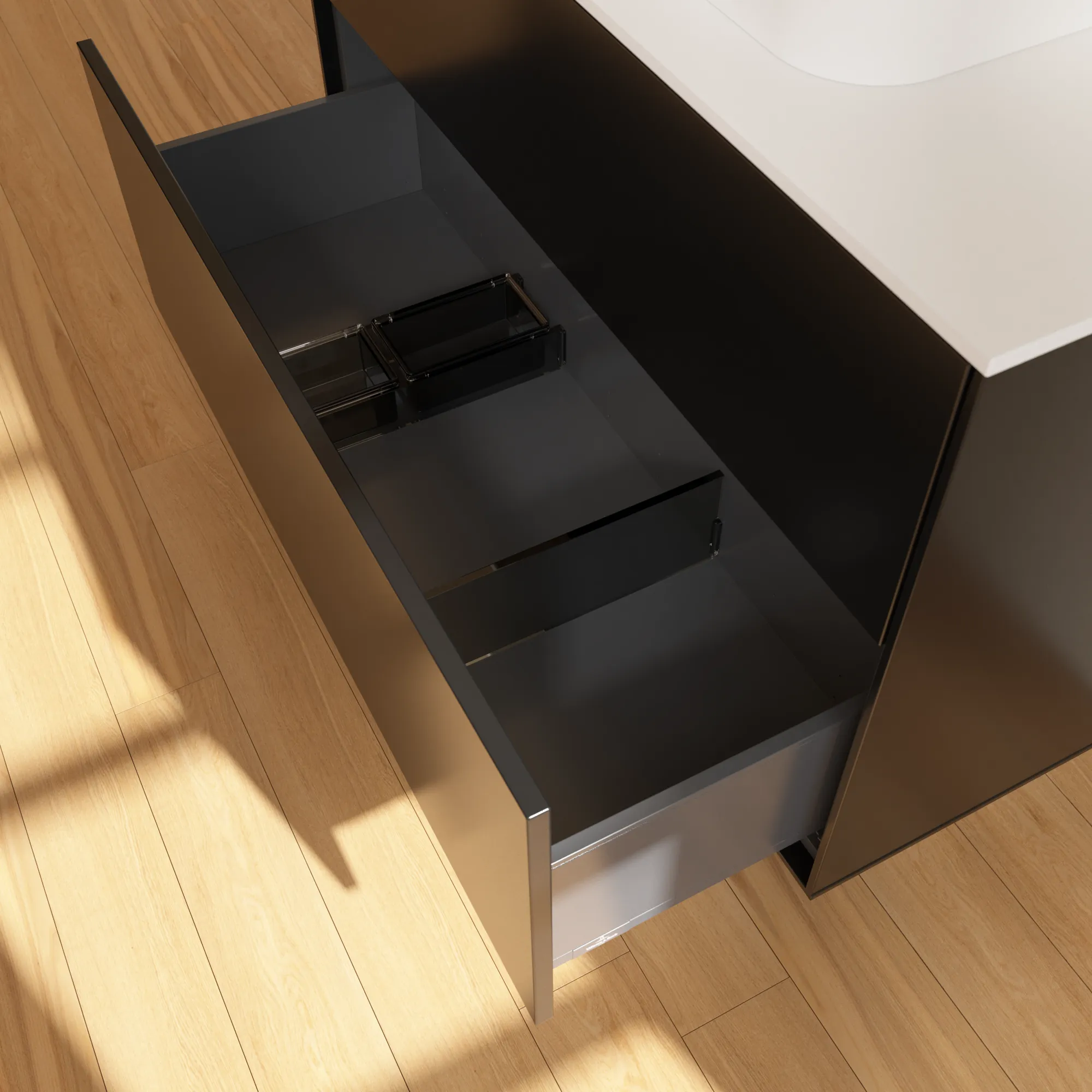 Villeroy & Boch Waschbeckenunterschrank Finion G35, 1000x603x501 mm, Black Matt Lacquer, mit Beleuchtung und Push-to-open Funktion