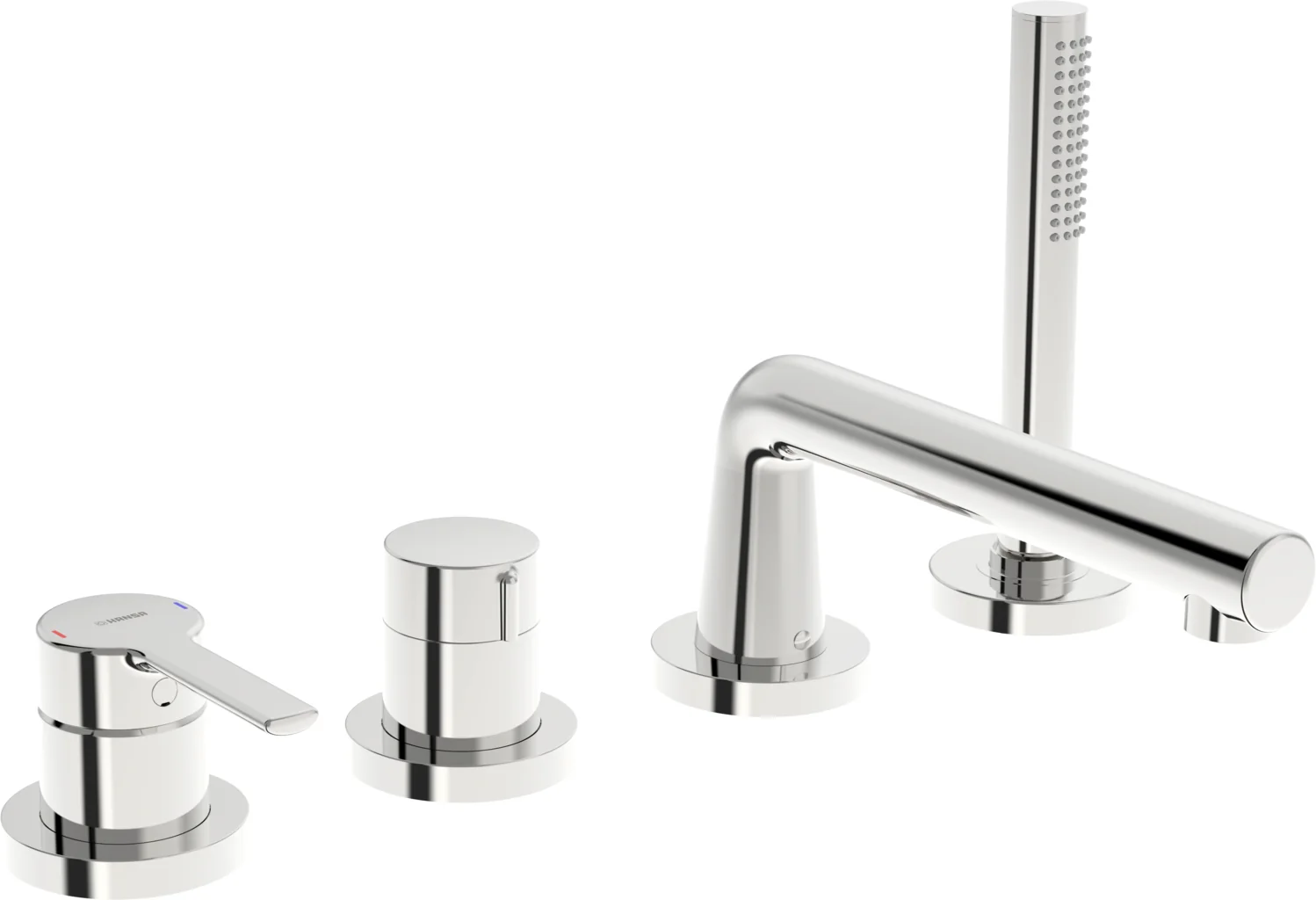 HansaRONDA Wannenarmatur Hansaronda neu Einhebelmischer Fertigmontageset für Wanne/Brause 0340 Rosette rund 3-strahlig 72 mm Chrom