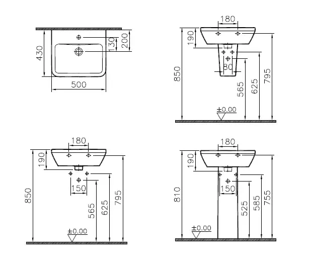 VitrA Integra Waschtisch 50 x 43 cm eckig Weiß Hochglanz VitrA Clean VitrA Integra Waschtisch 50 x 43 cm eckig Weiß Hochglanz VitrA Clean