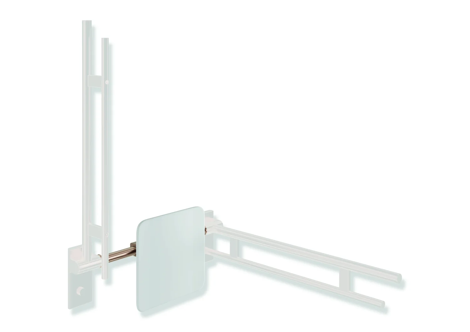 HEWI Rückenstütze System 900, PVD-beschichtet, Kupfer gebürstet, Achsmaß 486–586 mm, Höhe 330 mm, Tiefe 150 mm