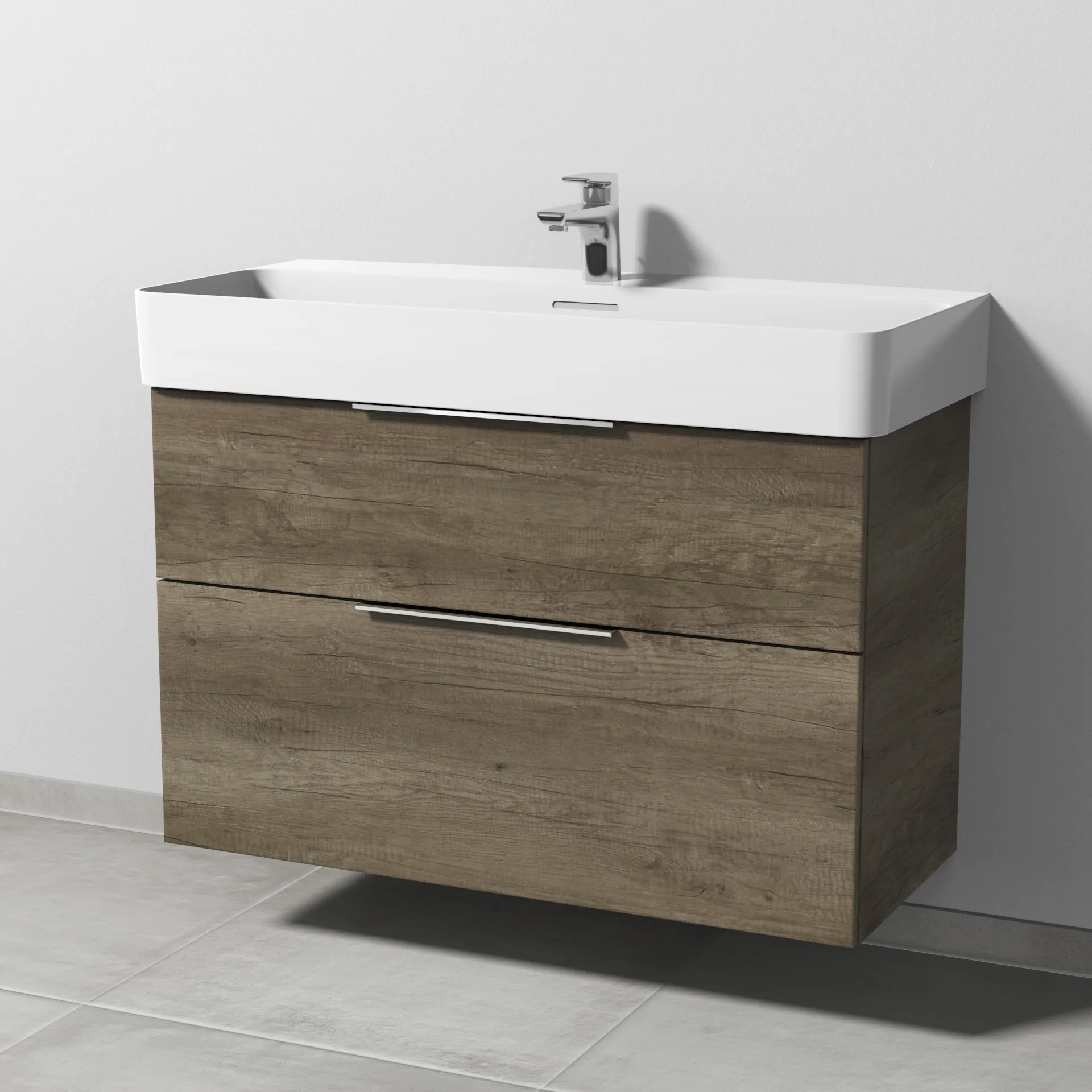 Sanipa Waschtischunterschrank „3way“ passend zu Keramik-Waschtische VAL von Laufen 910 × 588 × 397 mm in Eiche Nebraska