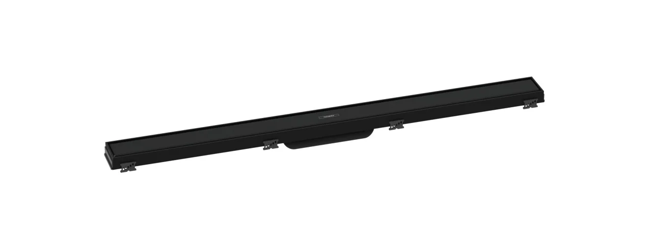 Hansgrohe RainDrain Match Duschrinne 900 mm, Mattschwarz, höhenverstellbarer Rahmen, Edelstahl V2A, bis 18 mm Fliesenstärke