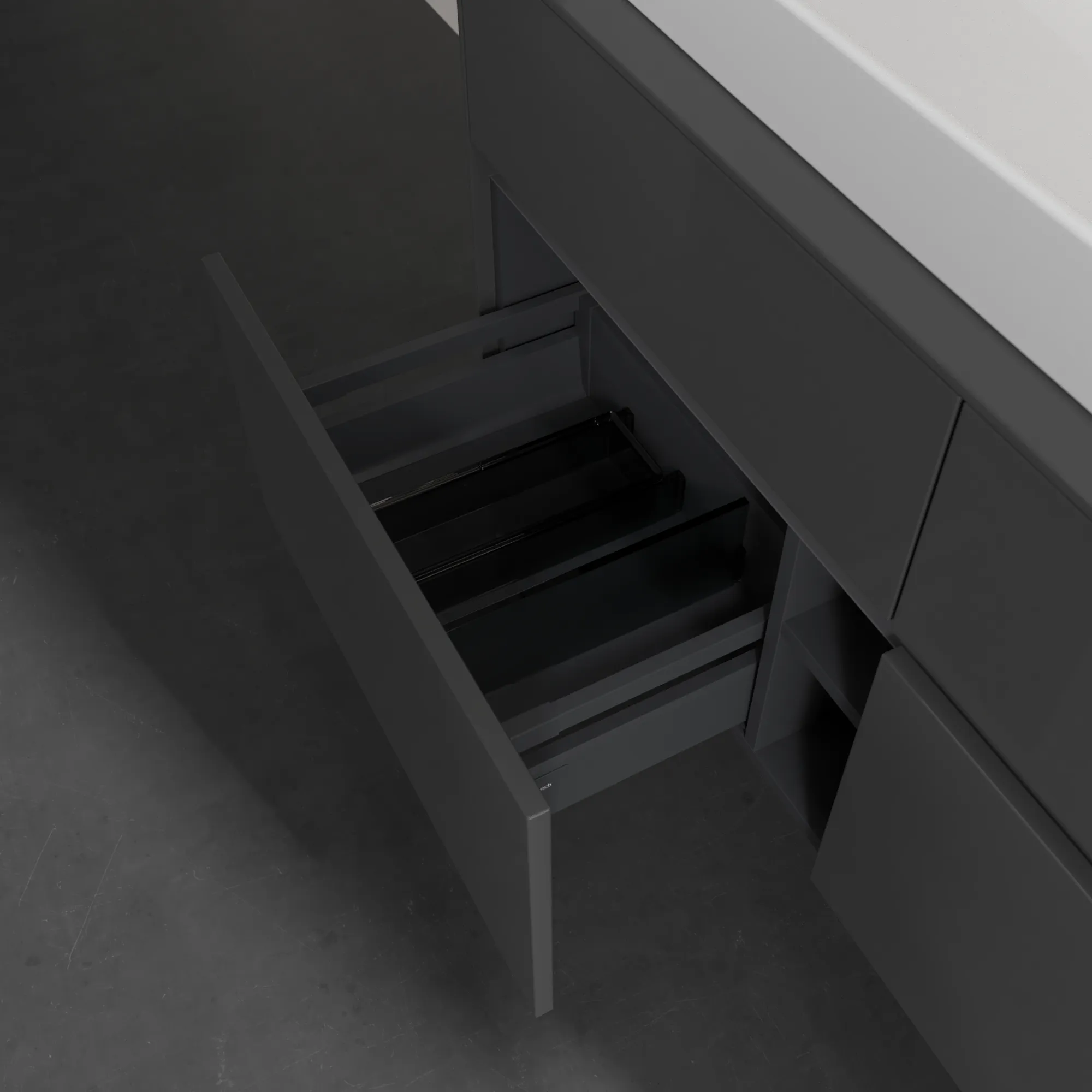 Villeroy & Boch Waschtischunterschrank „Collaro“ 1200 × 548 × 500 mm Glossy Grey, ohne Beleuchtung, für Becken mittig Villeroy & Boch Waschtischunterschrank „Collaro“ 1200 × 548 × 500 mm Glossy Grey, ohne Beleuchtung, für Becken mittig