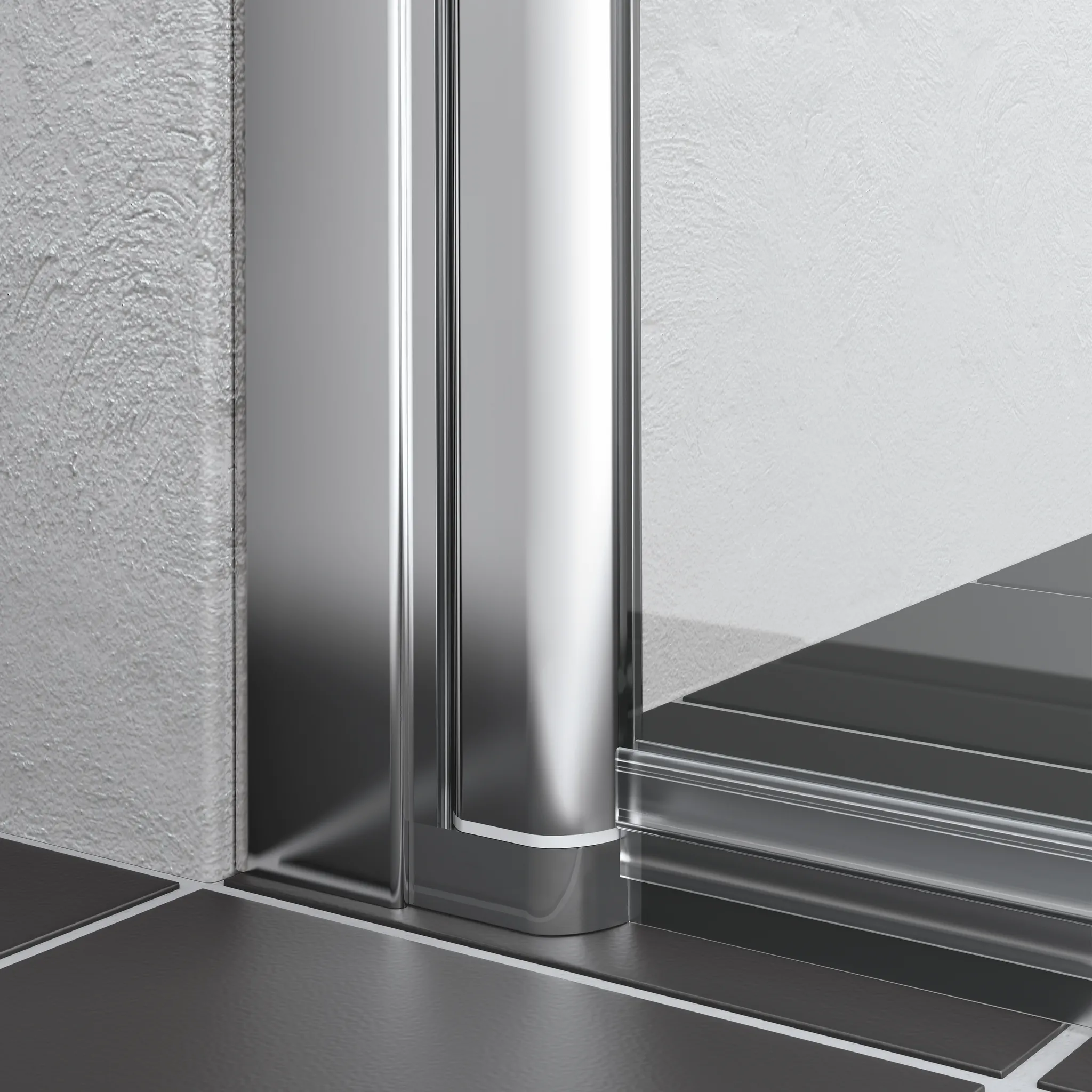 Duschtür Pendeltür für Nische und Ecke „LIGA“ Glas Klar, Profile Silber Hochglanz, BV: 1110 - 1160 mm GAK: 1100 - 1150 mm WE: 1120 - 1170 mm H: 2000 mm