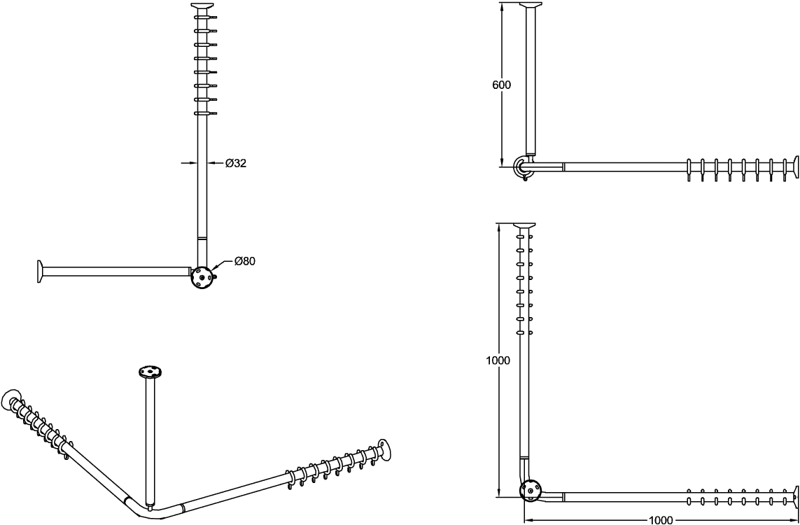 Villeroy & Boch Duschvorhangstange „ViCare Funktion“ 100 × 100 cm in weiß