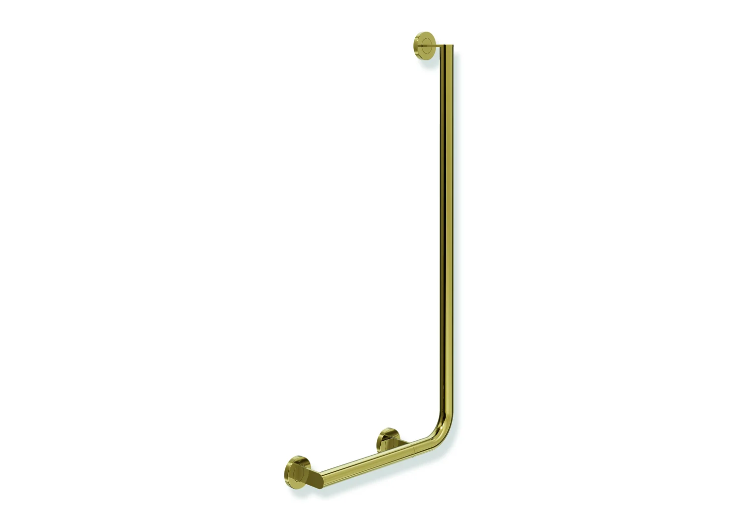 HEWI Winkelgriff System 900, Edelstahl PVD Gold glänzend, waagerecht 400 mm, senkrecht 900 mm, Durchmesser 32 mm, links