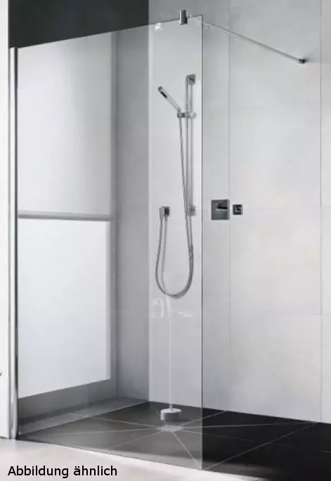 Sprinz Seitenwand Walk-In Freistehende Scheibe teilgerahmt „Inloop“ inkl. Haltestange für #Türbreite#, B: 900 mm H: 2100 mm T: 8 mm