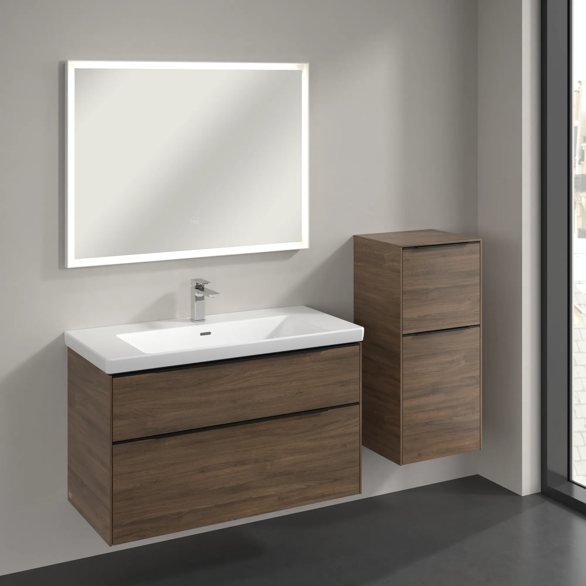Villeroy & Boch Subway 3.0 Seitenschrank, Arizona Oak, 400x860x346 mm, eckig, mit SoftClosing, 1 Tür, 1 Auszug